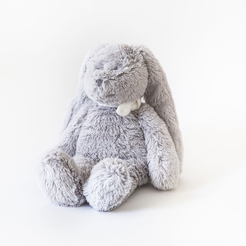  flor lapin peluche gris clair noeud blanc 18 cm 